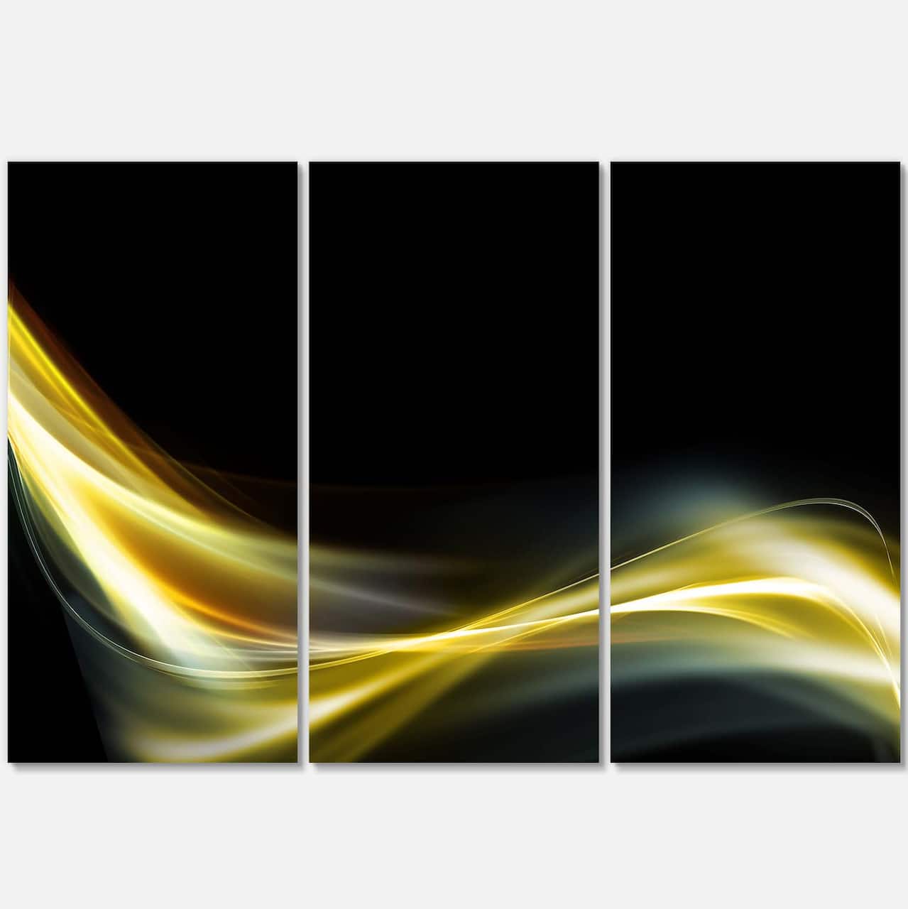 Designart - Gold in Black Upward Lines - Abstract Canvas art print